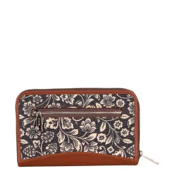 ZOUK Black Printed Zip Around Wallet for Women image 3
