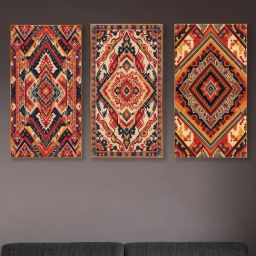 Nestroots Southwestern Geometric Canvas Art Gold Frame Wall Painting - Set of 3-43
