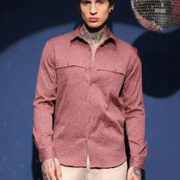 Campus Sutra Pink Polyester Regular Fit Textured Shirt-image-33