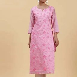 Libas Pink Embroidered Straight Kurta-image-64