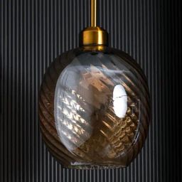 Whispering Homes Glimmer Glow Gold Glass Hanging Pendant Lamp - Oval Shade-20