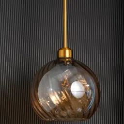 Whispering Homes Glimmer Glow Gold Glass Hanging Pendant Lamp - Round Shade-picture-23