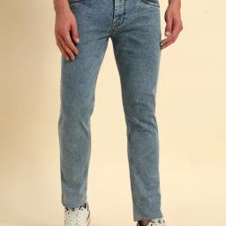 Cantabil Blue Regular Fit Solid Denim Jeans-image-10