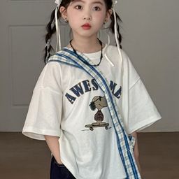 LULU & SKY Girls Printed Hooded Raw Edge T-shirt-image-79