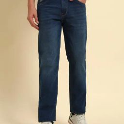 Cantabil Blue Regular Fit Solid Denim Jeans-image-47
