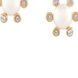 Nirvana Sterling Silver Rose Gold Plated Pearls Beaded FloralShaped Studs Earrings image 2