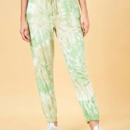Ajile by Pantaloons Green Cotton Tie & Dye Sports Joggers-picture-26