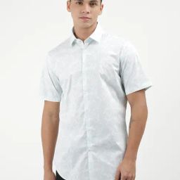 Calvin Klein Blue Cotton Slim Fit Printed Shirt-image-83