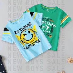 Codez Kids Blue & Green Printed T-Shirt (Pack Of 2)-image-89