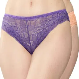 Leading Lady Purple & Peach Lace Work Panty - Pack Of 2-image-82