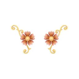 P.C. Chandra Jewellers 14k Gold Design Floral Theme Stud Earrings-image-44