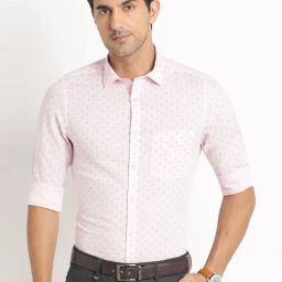 Turtle Pink Slim Fit Printed Shirt-image-81