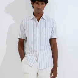 WES Casuals by Westside White Striped Relaxed-Fit Cotton Shirt-picture-44