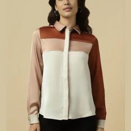 Allen Solly Beige Polyester Solid Regular Fit Casualshirts-5