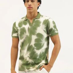 United Colors Of Benetton Green Cotton Relaxed Fit Printed Polo T-Shirt-image-87