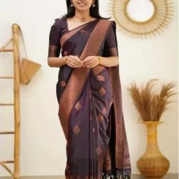 APNISHA Purple & Copper Brown Silk Woven Saree With Unstitched Blouse-picture-15