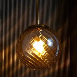 Whispering Homes Glimmer Glow Gold Glass Hanging Pendant Lamp - Globe Shade-image-32