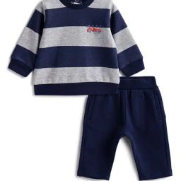 Chicco Boys Dark Blue Regular Fit Striped Clothing Set-picture-24