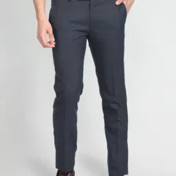 Arrow Blue Regular Fit Checks Trousers-picture-27