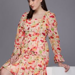 Allen Solly Woman Floral Printed Bell Sleeve Fit & Flare Dress-image-68