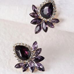 YouBella Golden Purple Stone Studded Stud Earrings for Women-19