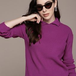 The Roadster Lifestyle Co. Shirt Collar Full-Sleeves Ribbed Pullover-picture-43