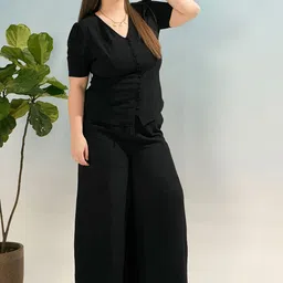 SASSAFRAS Curve Plus Size Button Down Short Sleeves Top With Trouser image 5