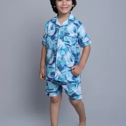 Little Clothings Printed Lapel Collar Pure Cotton Night suits-picture-34