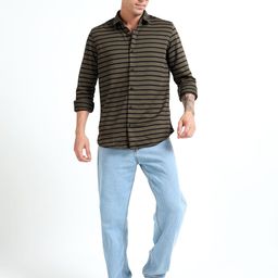 Mystery Of Fashion Men Classic Horizontal StripesCasual Shirt-image-44