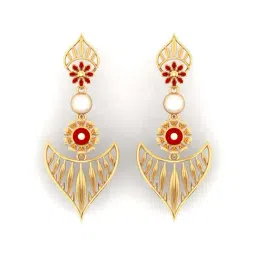 P.C. Chandra Jewellers 22k Gold Unique Design rtisanal Finish Dangler Earrings-image-99