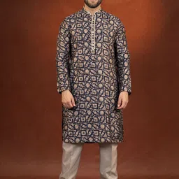 TheEthnic.Co Batik Printed Straight Pure Cotton Kurta with Pyjamas-image-40
