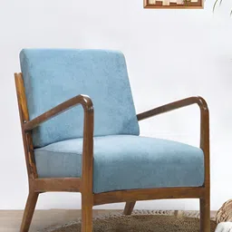 GLOBALLY INDIAN Blue And Brown Wooden Lounge Chair-image-60