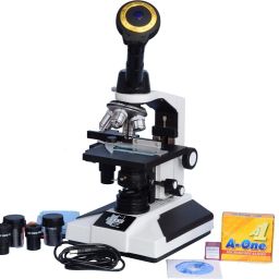 Monocular Microscope With 3mp Cmos Camera And Wide Field Eye-Pieces And Brass Objectives And 50 Blank Slides+Coverslips-picture-26