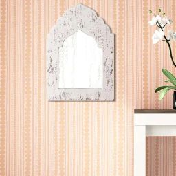 Aapno Rajasthan White Wooden Wall Mirror-31