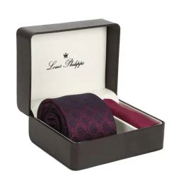 Louis Philippe Maroon Printed Tie and Pocket Square-image-17
