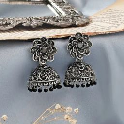 Teejh Ethnic Idaaya Silver Oxidized Jhumki Earring-picture-35
