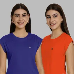 Friskers Blue & Orange Slim Fit Sports T-Shirts - Pack Of 2-picture-33