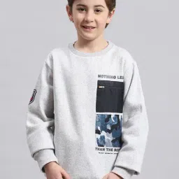 Monte Carlo Kids Grey Melange Printed Full Sleeves Sweatshirt-image-59