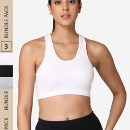 ABELINO Pack of 3 Lightly Padded Racer Back Pure Cotton Workout Bra-image-19