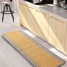 Saral Home Mustard & Grey Polypropylene Medium Antiskid & Washable Power Runner-27