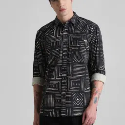 Jack & Jones Charcoal Cotton Regular Fit Printed Shirt-picture-13