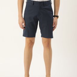 Peter England Men Navy Blue Striped Slim Fit Regular Shorts-image-26