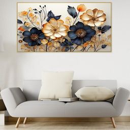 DEKORSTATION Gold-Toned & Blue Canvas Floral and Botanical Wall Paintings-image-65
