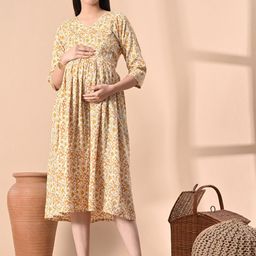SILAKIVA Women Floral Printed Floral Maternity Anarkali Kurta-picture-25