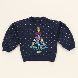 Babyhug Cotton Knit Full Sleeves Sweatshirt With Sequins & Pom-Pom Detailing - Navy Blue-image-29