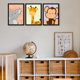 999Store Modern Art Kids Painting For Wall Decor - Elephant Giraffe Monkey-image-11