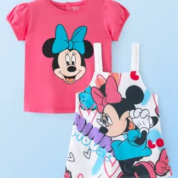 Babyhug Disney Single Jersey Knit Frock With Half Sleeves Inner Tee & Minnie Mouse Graphics - Multicolor-picture-33
