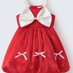 Mark & Mia Sleeveless Party Frock With Bow Applique - Red-image-88