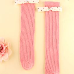 KIDLINGSS Cotton Bow Applique Detailed Ribbed Socks - Pink-picture-21
