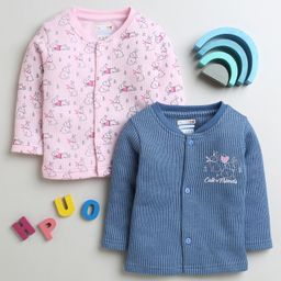 BUMZEE Cotton Knit Full Sleeves Jhablas With Animal Print Pack Of 2 - Navy Blue & Pink-picture-16